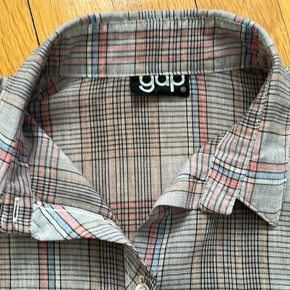 Vintage 70s 80s GAP Pastel Plaid Lightweight Button Down Blouse Top Shirt - Picture 3 of 13